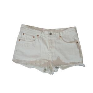Levi's 501 Size 30  White Cut Off‎ Light Distressed Jean Shorts Button Fly
